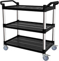Utility Cart with Tangle-Free Wheels, 3 Tier Rolling Cart with Wheels(2 with Brakes), Heavy Duty 350 Lbs Capacity,Commercial Serving Cart for Home, Office, Restaurant, Warehouse.34 L x 17" W x 38" H