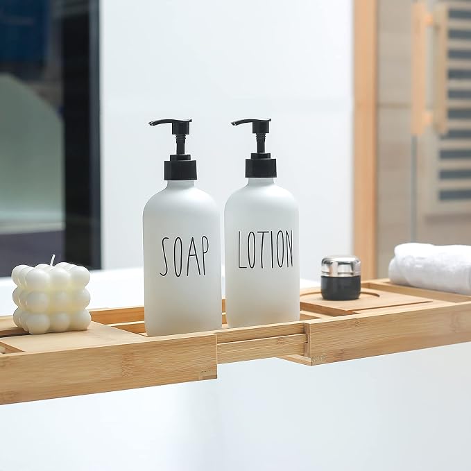 MOMEEMO White Soap Dispenser Bathroom Set | Contains Hand and Lotion Dispenser - Image 5