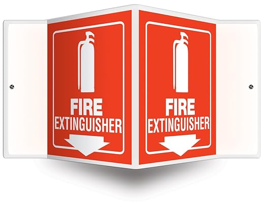 AccuformNMC Fire Extinguisher 3D Projection Sign, 6"x5" High-Impact Plastic with Pre-Drilled Mounting Holes, PSP618, American Made Safety Tags, Signs, and Labels