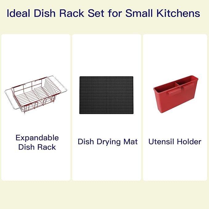 Red Dish Drying Rack Over The Sink - Image 9