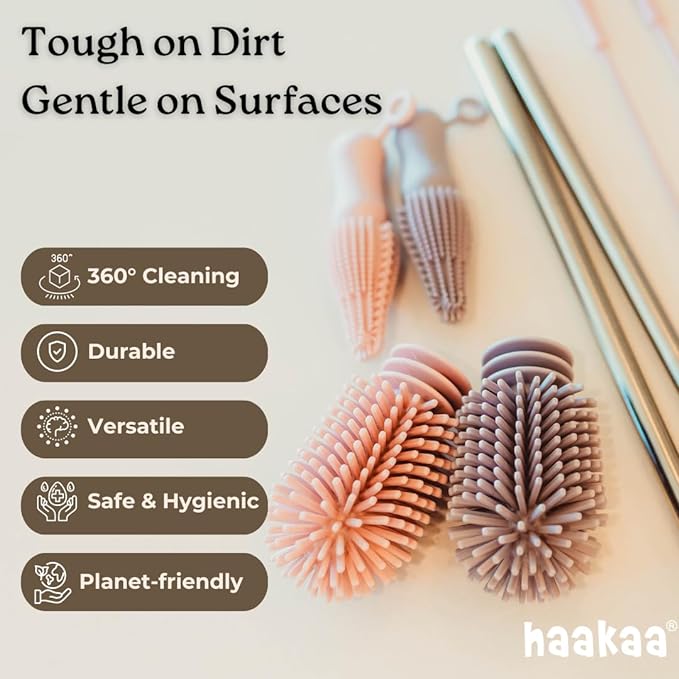 Haakaa Food-Grade Silicone Cleaning Brush Kit 3-Piece | Household Cleaning - Image 5