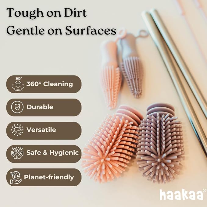 Haakaa Food-Grade Silicone Cleaning Brush Kit 3-Piece | Household Cleaning - Image 2