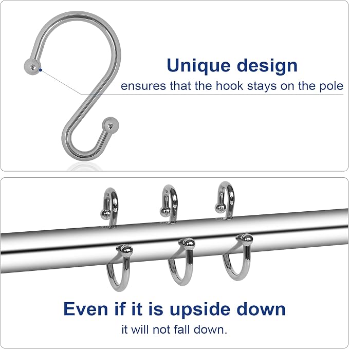 Gidse Metal Shower Curtain Hooks, Rust Proof Shower Curtain Hooks Rings - Image 3