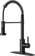 FORIOUS Black Kitchen Sink Faucet, Pull Down Sprayer, Classic High Arc | by FORIOUS