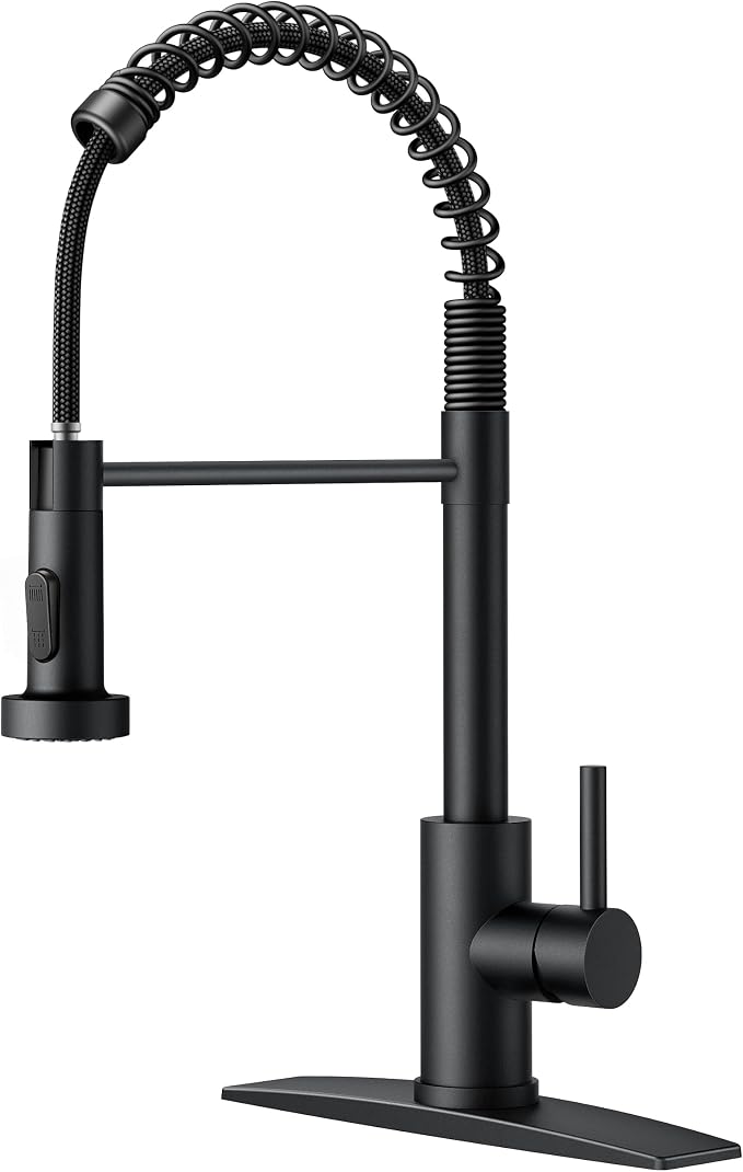 FORIOUS Black Kitchen Sink Faucet, Pull Down Sprayer, Classic High Arc | by FORIOUS