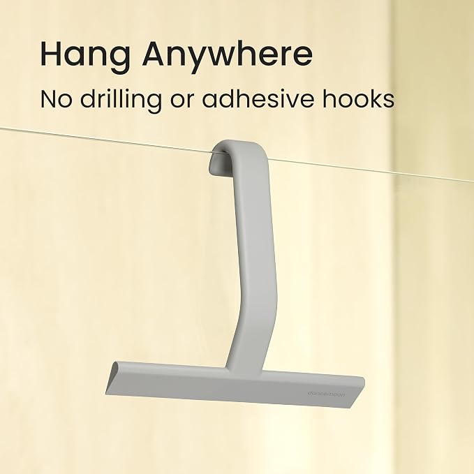 JustHang Shower Squeegee with Built-in Hook, 10-Inch Gray | Award-Winning Design - Image 3