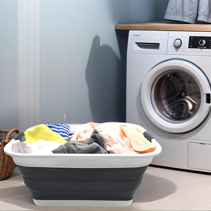 SAMMART 42L Set of 2 Collapsible Plastic Laundry Basket-Foldable Pop Up Storage - Image 2