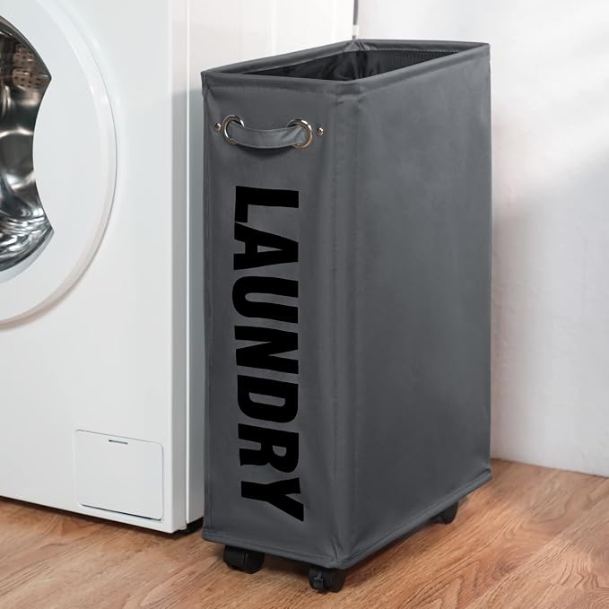 DOKEHOM 25" Slim Rolling Laundry Basket Hamper, Narrow on Wheels - Image 8