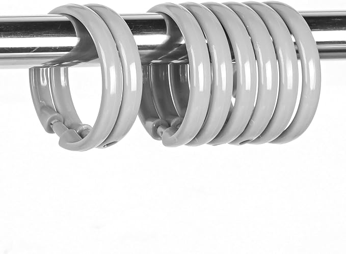 Grey Shower Curtain Hooks Rings, Plastic Shower Curtain Hooks by Qulable