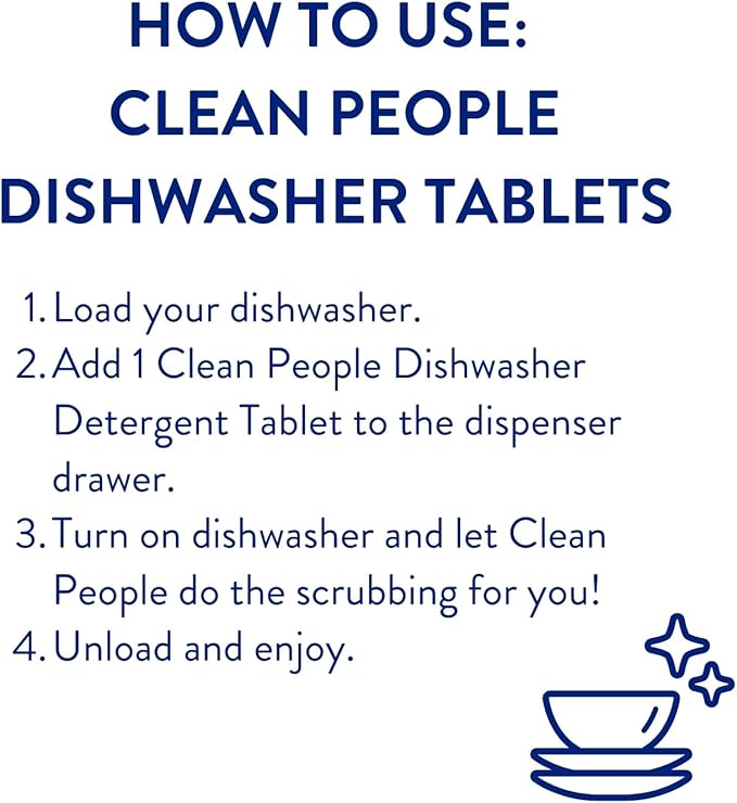 The Clean People Dishwasher Tablets - Cuts Grease & Rinses Sparkling Clean - Residue-Free - Phosphate Free Dishwashing Tablets (120 Count, Fragrance Free)