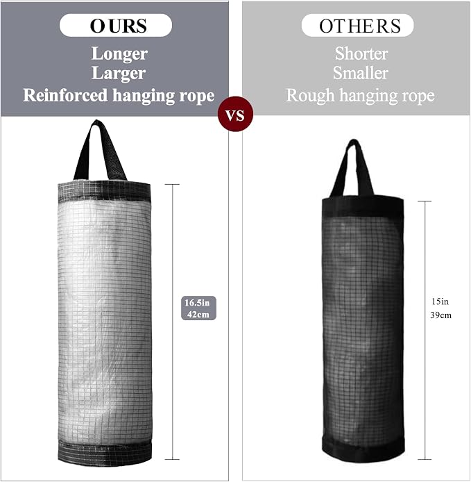 Plastic Bag Holder, Mesh Grocery Bag Holder Hanging Storage Bag Dispenser - Image 2