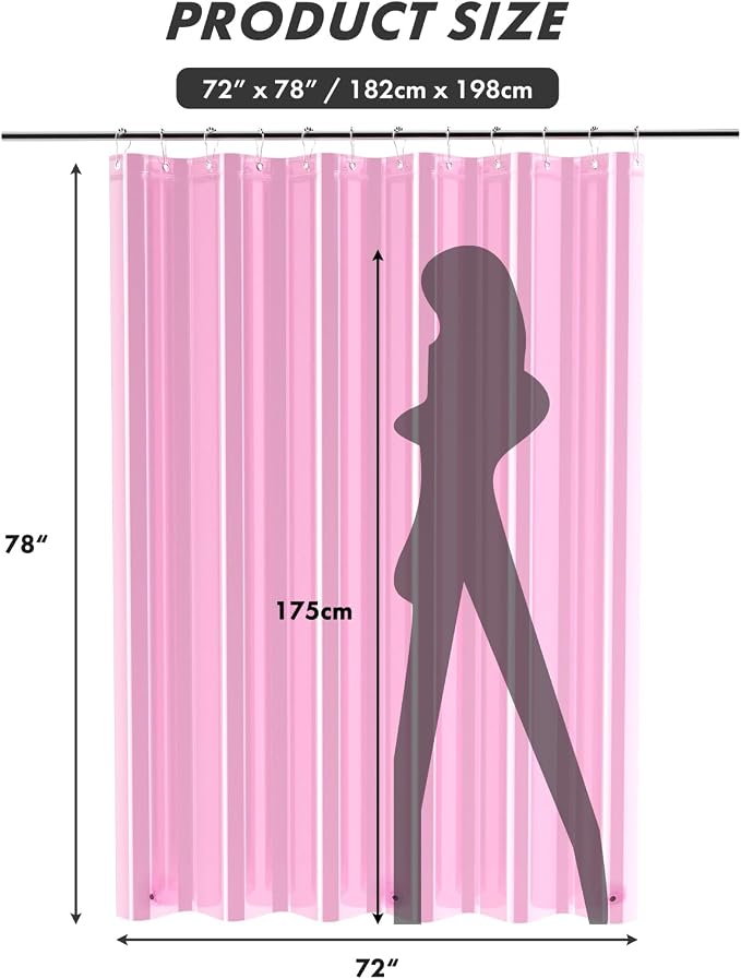 AmazerBath 72x78 Long Shower Curtain Liner, Waterproof PEVA Shower Liners - Image 7