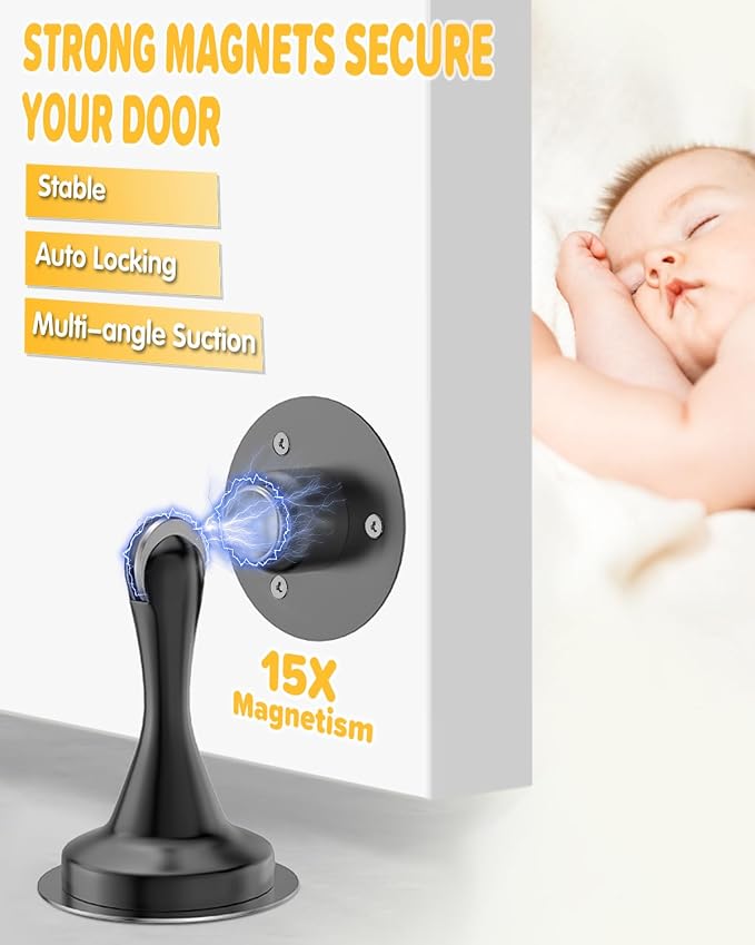 Door Stoppers Magnetic Door Catch 4 Pack Stainless Steel Magnetic Door Stop | - Image 2