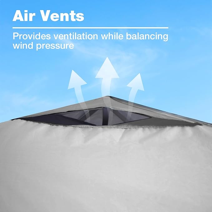 Canopy Replacement Top Cover with Air Vents for 12x12 Pop up Canopy Tent, Fit for 12x12 Pop up Gazebo, Waterproof & Anti-UV for Outdoor Shade (Frame Not Included) (Grey)