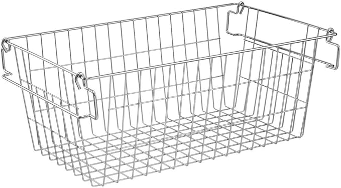 SANNO Stackable Chest Freezer Baskets Organizer Bins, Stackable Wire Baskets For Pantry Storage and Organization With Sturdy Metal Food Baskets Pantry Organized,set of 3