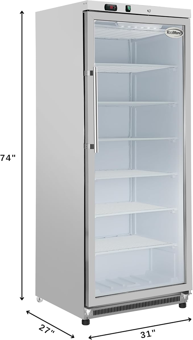 KoolMore 21 Cu. Ft. Commercial Freezer with Glass Door in White - Manual Defrost (KM-FMD20WGD)