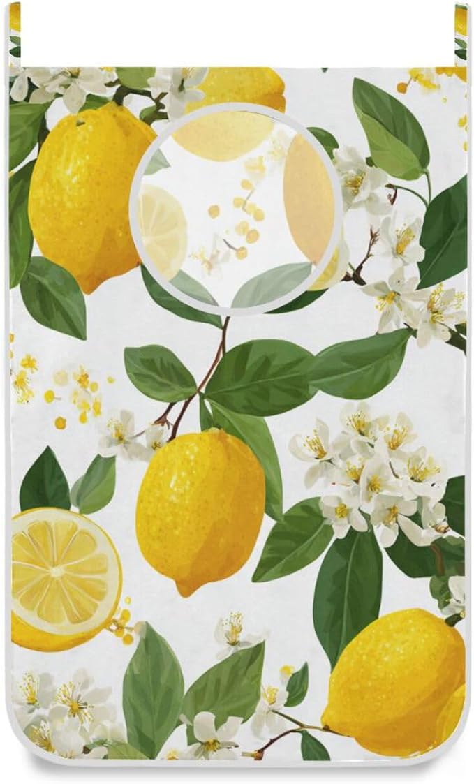 Lemon Branch Flower Hanging Laundry Hamper Door Hampers Bag Basket by Tatenale
