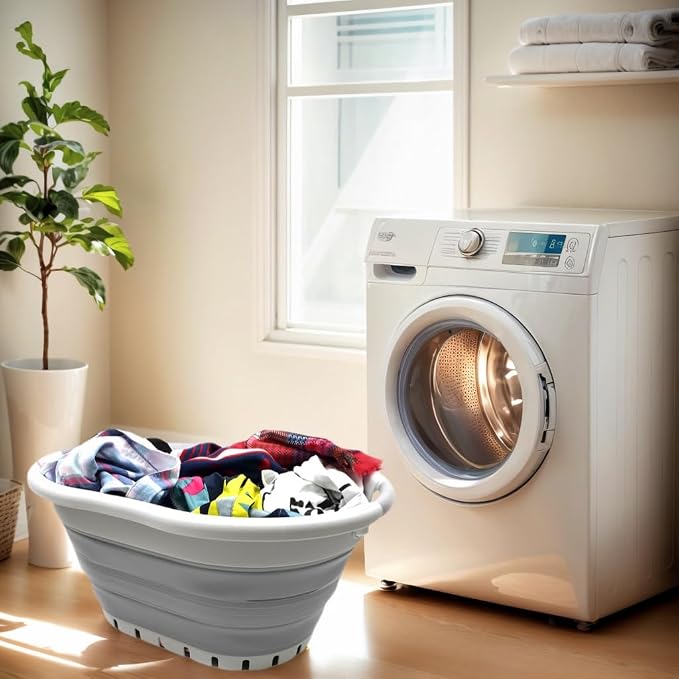 SAMMART 36L Collapsible 3 Handled Plastic Laundry Basket-Foldable Pop Up - Image 3