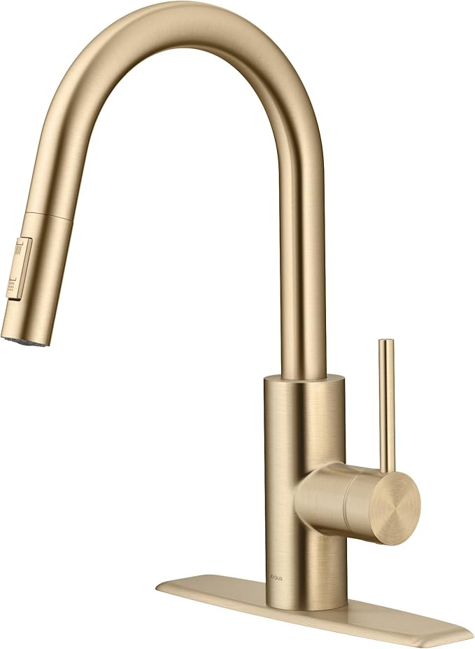 KRAUS Champagne Bronze Pull Down Kitchen Faucet KPF-2620SFACB | QuickDock top by Unknown