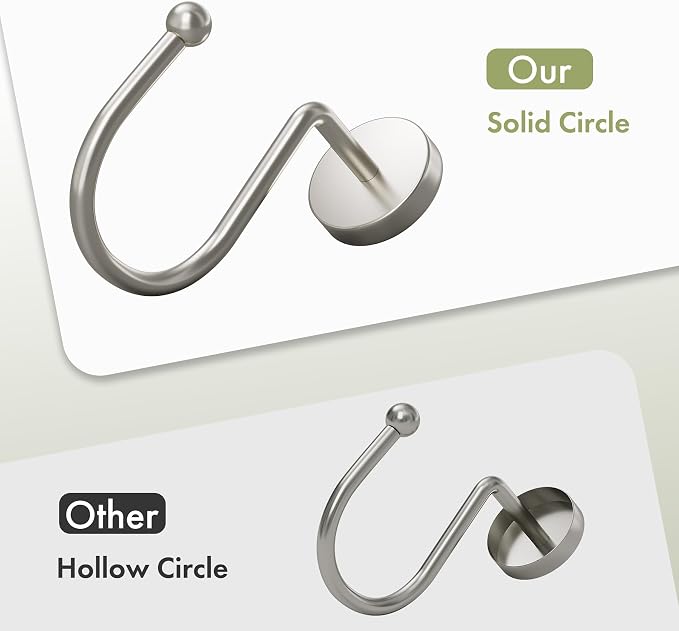 AmazerBath Shower Curtain Hooks Brushed Nickel Shower Curtain Rings, Heavy Duty - Image 2
