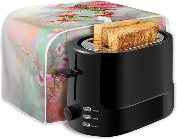 Hummingbird Flower Print Toaster Cover 2 Slice Dustproof Fingerprint Protectors for Kitchen Small Appliance Kitchen Home Decor