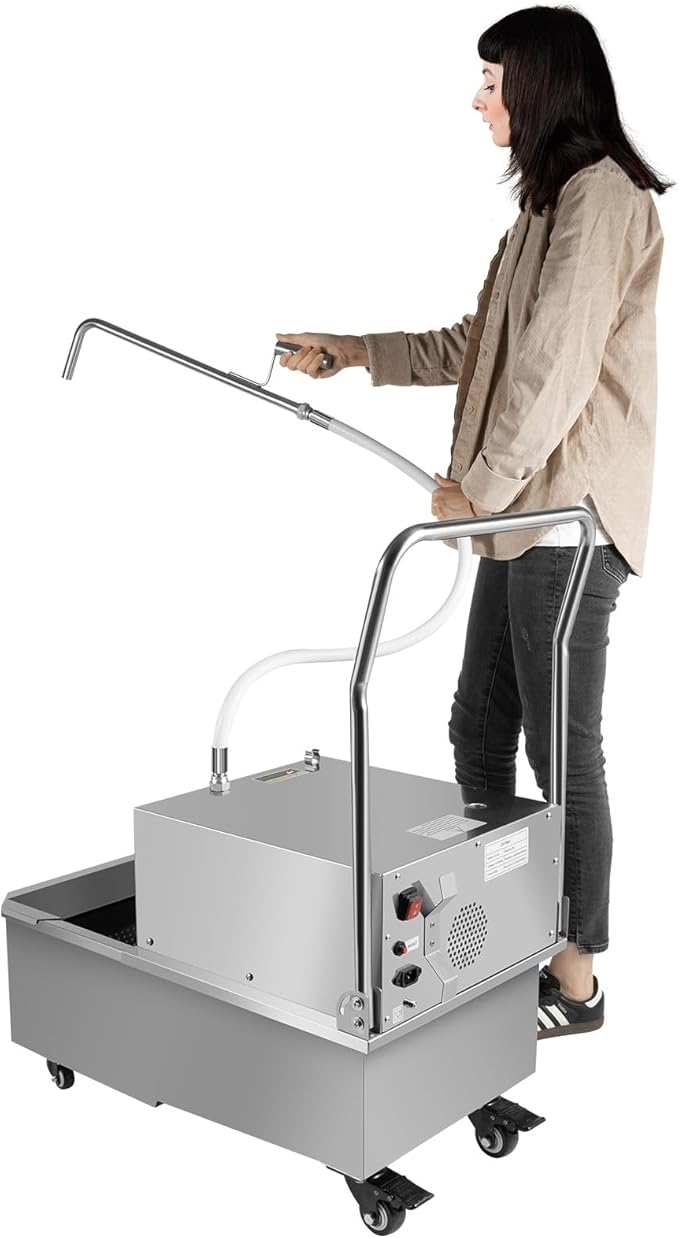 55L Commercial Deep Fryer Oil Filter Machine 550W, with ≥98% Filtration Rate, 20um Precision Filtration, Stainless Steel Oil Filtration System for Restaurant, Fast Food