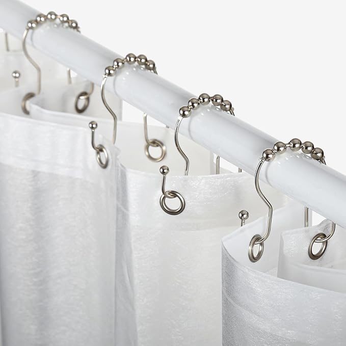 Shower Curtain Hooks, Stainless Steel Shower Curtain Hangers, Double Hook - Image 6