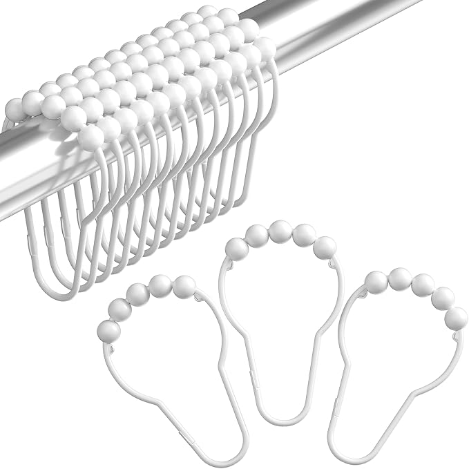 Shower Curtain Hooks, Decorative Shower Curtain Hooks Rust-Resistant Stainless by Amazer