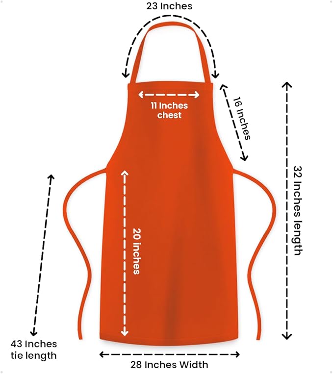 Aprons for Men - 100% Polyester Chef Apron Women with Extra Long Ties - Cooking Aprons for Women & Mens Apron
