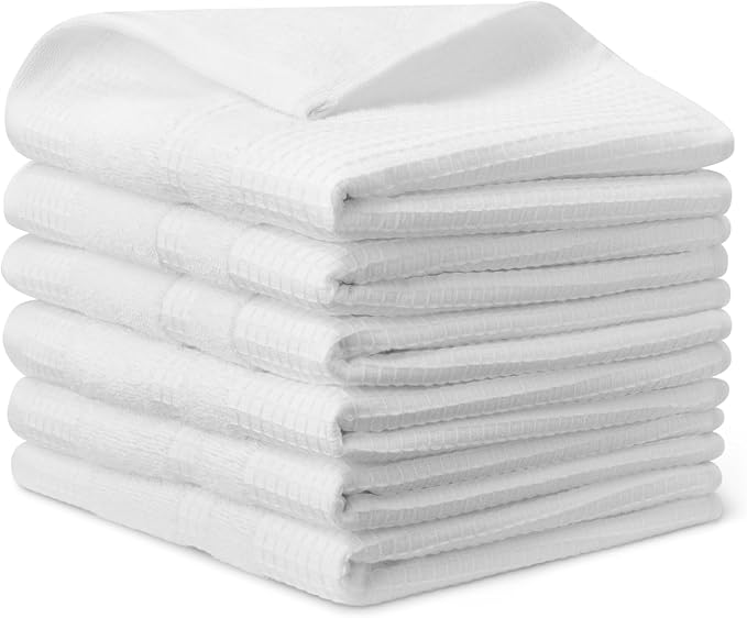 Amazon Basics Organic Cotton Waffle Weave Kitchen Dish Towels, Ultra Absorbent by AmazonBasics
