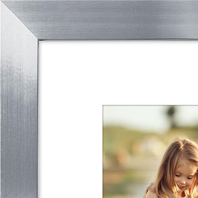 Americanflat 8x10 Picture Frame with Polished Crystal-Clear Glass - Use as 5x7 Frame with Mat or Display 8x10 Photo Without Mat - Signature Collection - Picture Frames for Tabletop and Wall - Silver