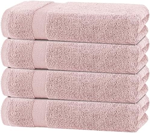 White Classic Pink Bath Towels 27x54 Inch, Cotton Towel Set by WhiteClassic
