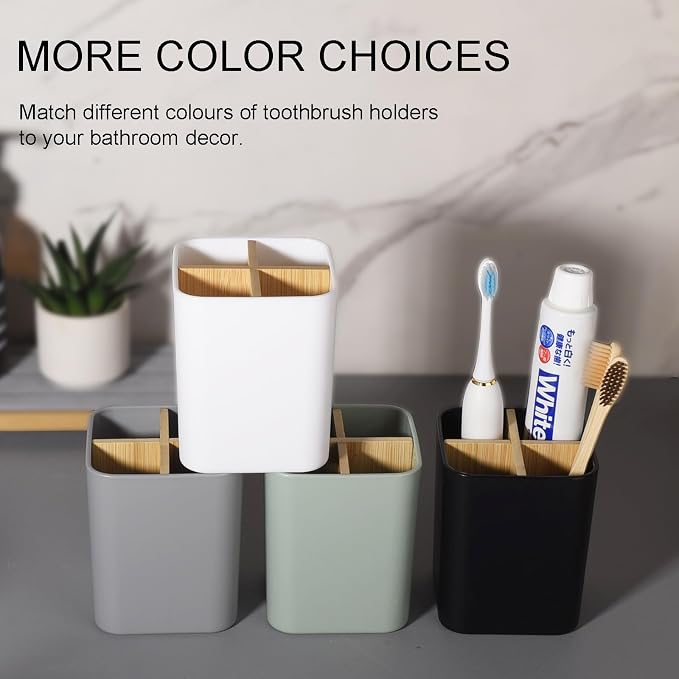 Bamboo Toothbrush Holder for Bathrooms Toothpaste Organizer - Image 5