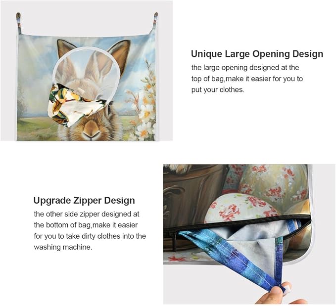 2PCS Hanging Laundry Hamper Bag Over the Door Laundry Hamper Wall Hamper Large - Image 4