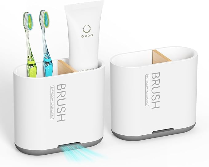 2 Pack Toothbrush Holders for Bathrooms, Bathroom Accessories | 2 Slots by Chintu
