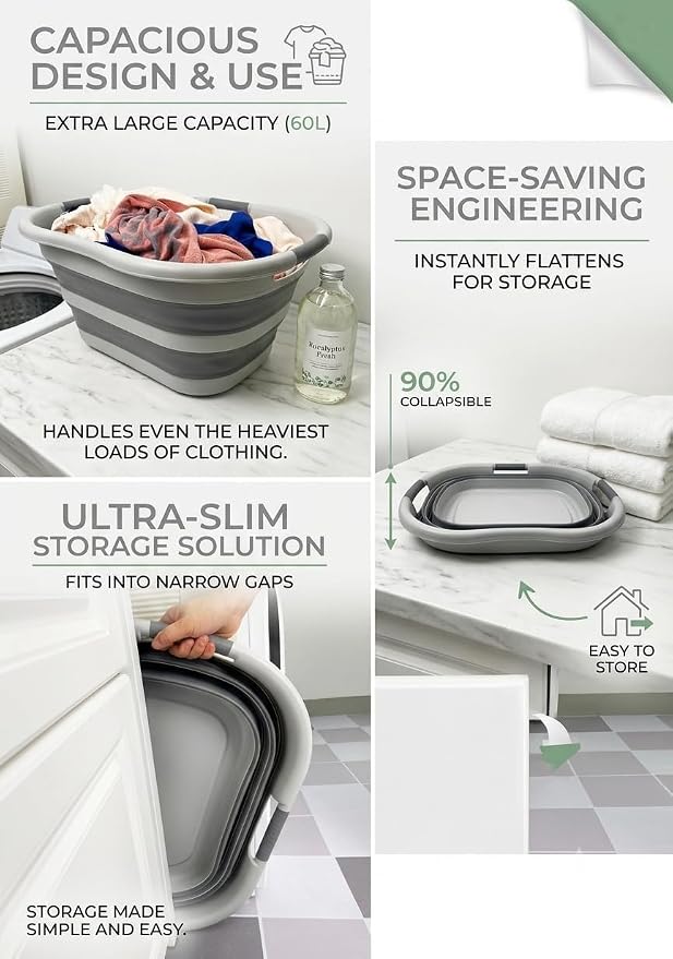 SAMMART 40L Collapsible Plastic Laundry Hamper - Image 4
