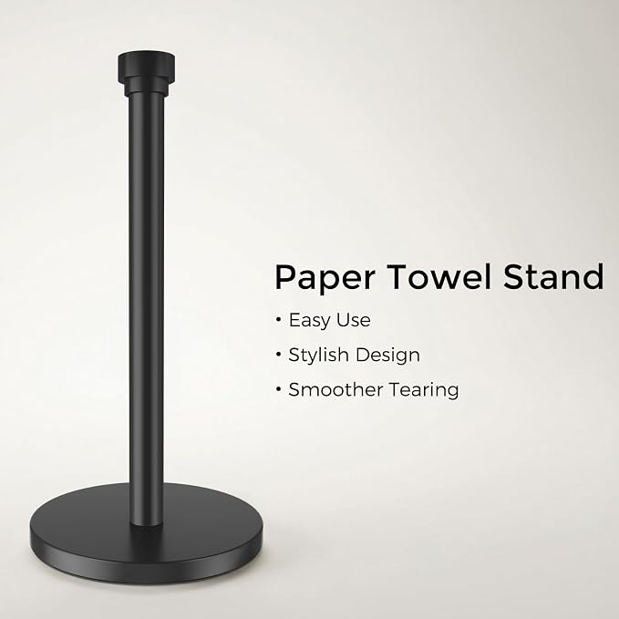 Black Paper Towel Holder Countertop, Freestanding Paper Towel Stand - Image 2