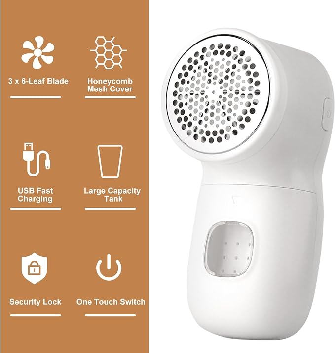 Rechargeable Fabric Shaver Lint Remover, 2 Blades Defuzzer - Image 3
