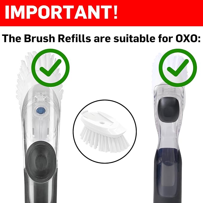 Brush Refills for OXO Dish Brush | 4 Pack Dish Brush Cleaning Soap Dispensing - Image 2
