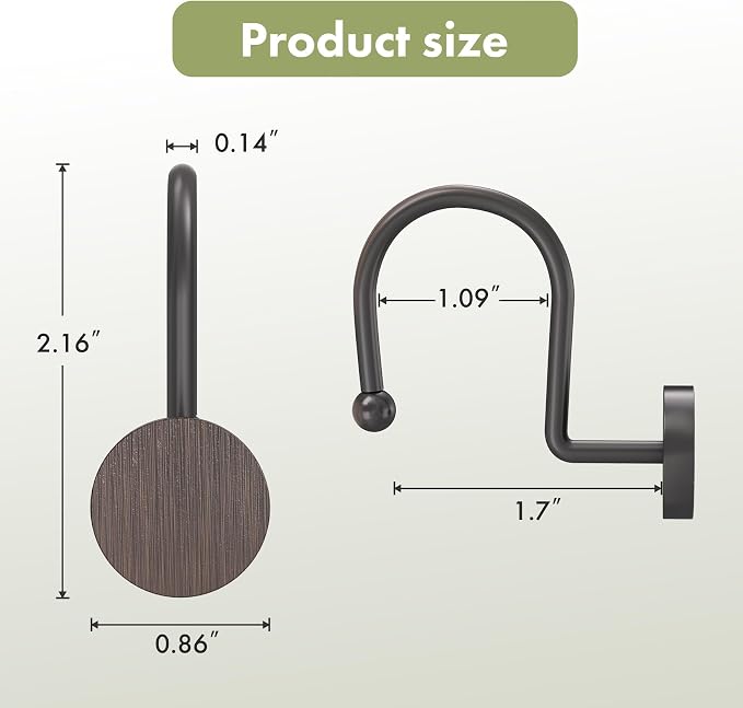 AmazerBath Shower Curtain Hooks Bronze Shower Curtain Rings Heavy Modern - Image 5