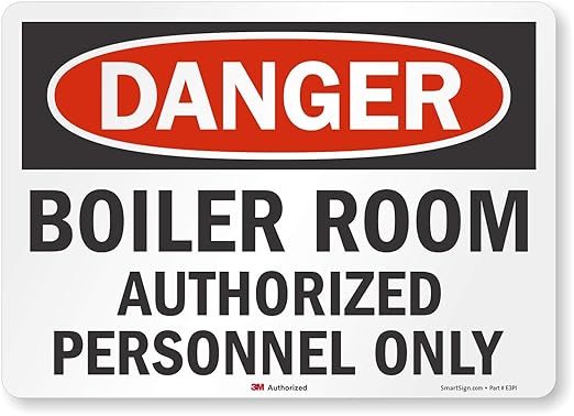 "Danger - Boiler Room, Authorized Personnel Only" Label by SmartSign | 10" x 14" 3M Reflective Laminated Vinyl