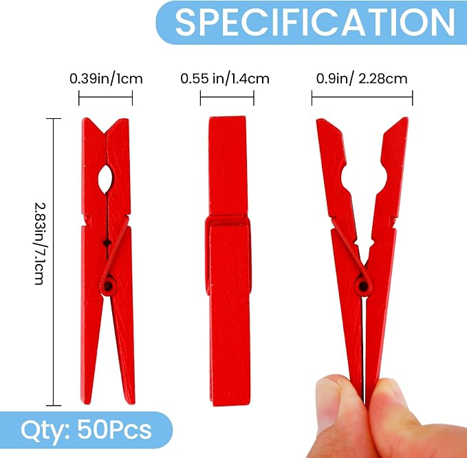 50PCS Colored Wooden Clothespins 2.9 Inch Color Clothes Pins - Image 7