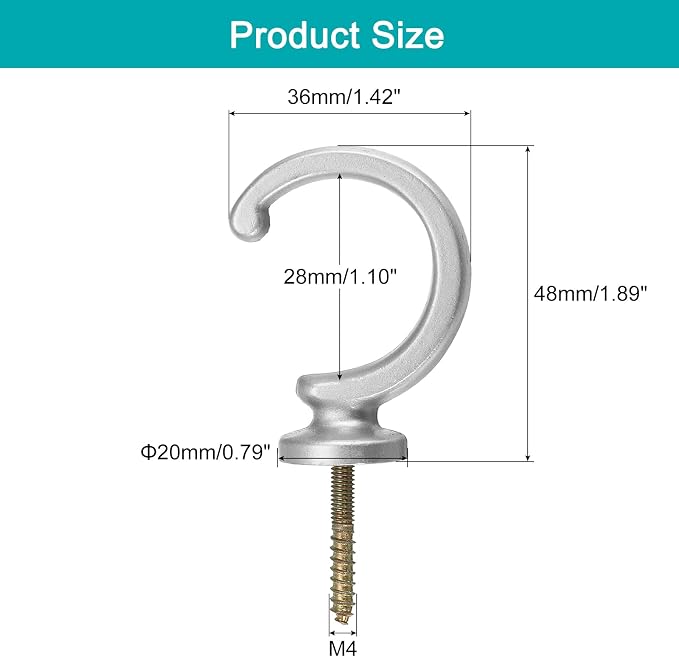 uxcell 2Pcs Curtain Holdback, Aluminum Alloy Wall Mounted Curtain Holders - Image 2