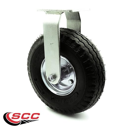 Service Caster Brand Replacement Caster for Uline Caster H-3329BL-R - Rigid Top Plate Caster with 10 Inch Pneumatic Wheel - Heavy Duty Replacement - Fits Platform Trucks and Utility Carts H-2473