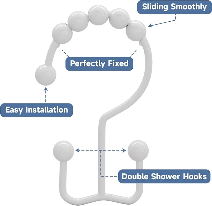 Titanker Shower Curtain Hooks Rings, Rust Resistant Metal Double Glide Shower - Image 5