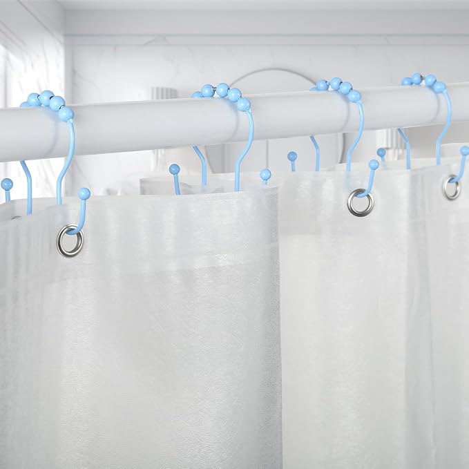Shower Curtain Hooks, Stainless Steel Shower Curtain Hangers, Double Hook - Image 3