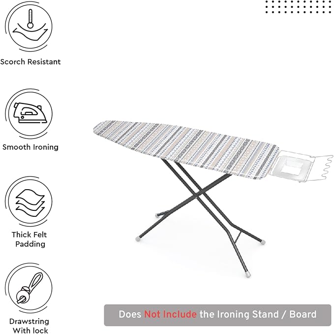 Encasa XO Ironing Board Cover and Pad, Thick Felt 54"x18" - Image 3