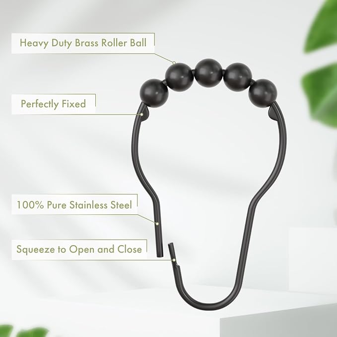 Black Shower Curtain Hooks, Decorative Shower Curtain Hooks, Shower Hooks - Image 4