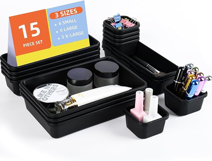 Kutesna 15PCS Interlocking Drawer Organizer, Plastic Desk Organizers Set | - Image 8
