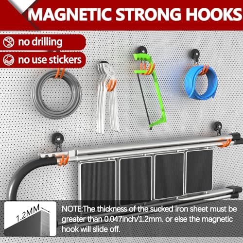 3-H Heavy Duty Magnetic Hooks, Large Magnet Hooks, 2 Pack Orange - Image 6